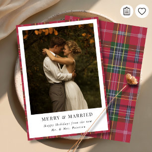 Tarjeta de Navidad de recién casados con foto en c