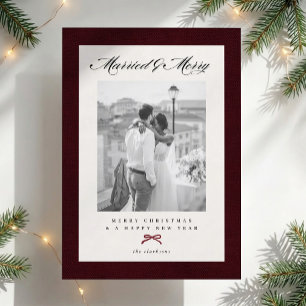 Tarjeta de Navidad de recién casados Elegante Borg