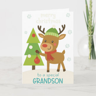 Tarjeta de Navidad de Reno Adorable para Nieto