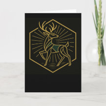 Tarjeta de Navidad de Reno con Estilo Art Déco
