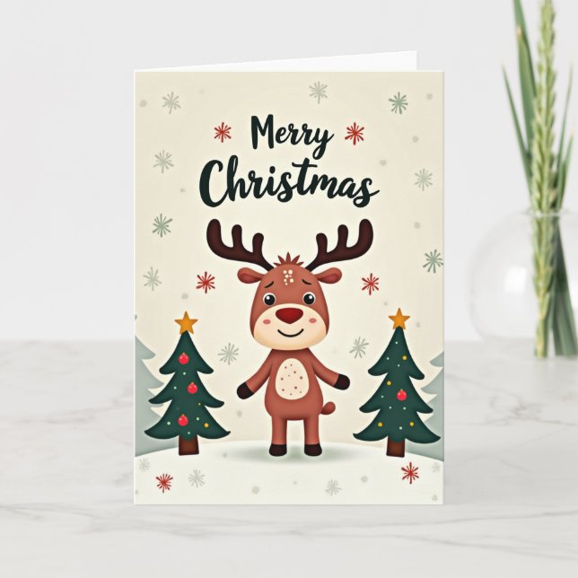 Tarjeta de Navidad de Reno Cuentacuentos (Anverso)