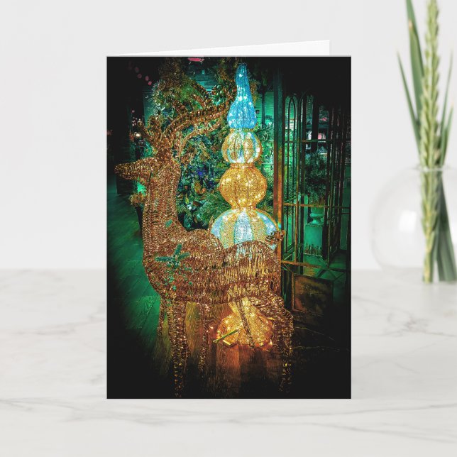 Tarjeta de Navidad de Reno de Mimbre (Anverso)