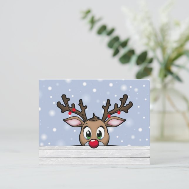 Tarjeta de Navidad de Reno de Nariz Roja (Anverso de pie)