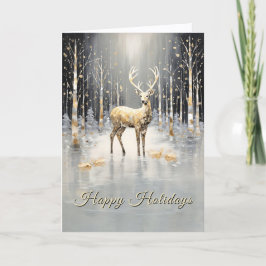 Tarjeta de Navidad de Reno de Navidad de Oro