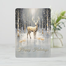 Tarjeta de Navidad de Reno de Oro