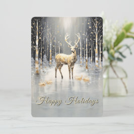 Tarjeta de Navidad de Reno de Oro