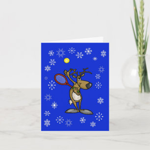 Tarjeta de Navidad de Reno Divertido con Raqueta d