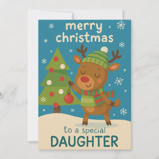 Tarjeta de Navidad de Reno para Hija