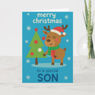 Tarjeta de Navidad de Reno para Hijo