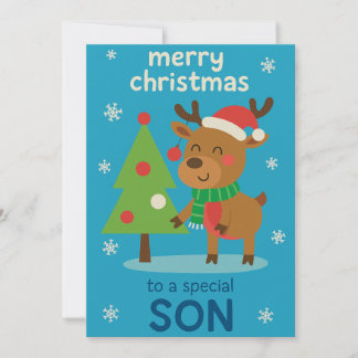 Tarjeta de Navidad de Reno para Hijo