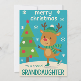 Tarjeta de Navidad de Reno para Nieta