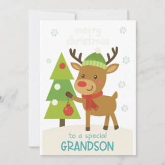 Tarjeta de Navidad de Reno Tierno para Nieto