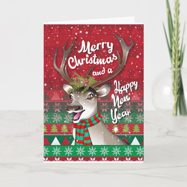 Tarjeta de Navidad de renos para personalizar (Anverso)