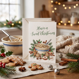 Tarjeta de Navidad de Repostería Dulce con Acuarel