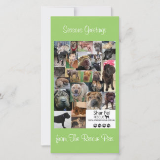 Tarjeta de navidad de rescate de Shar Pei