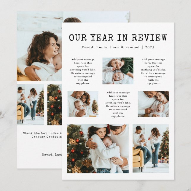 Tarjeta de Navidad de resumen anual de fotos (Anverso / Reverso)