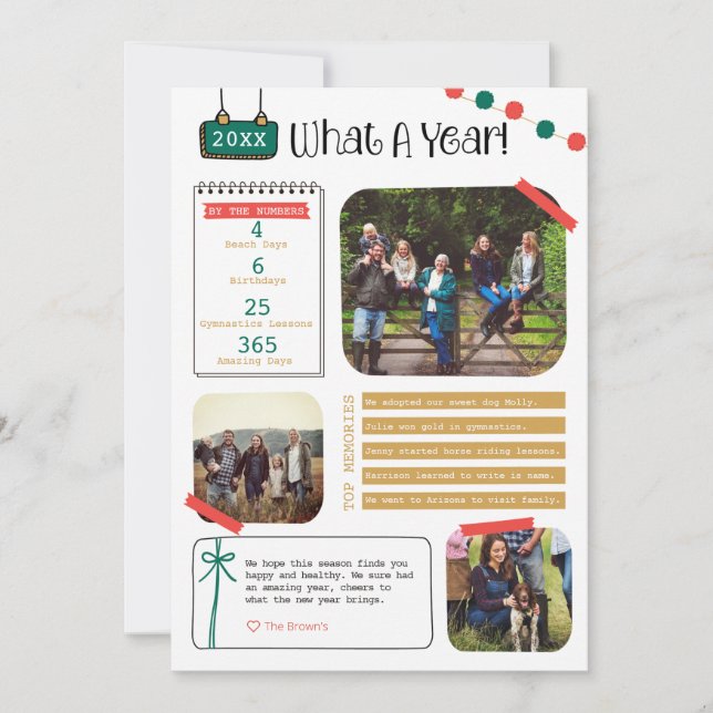 Tarjeta de Navidad de Resumen del Año (Anverso)