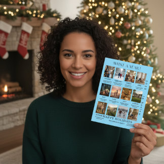 Tarjeta de Navidad de resumen del año de la foto d