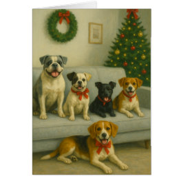 Tarjeta de Navidad de retrato de perro elegante de