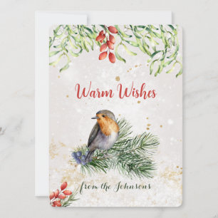 Tarjeta de Navidad de Robin Bird con Acuarela Botá