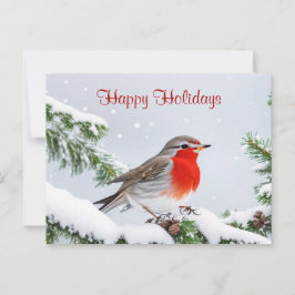 Tarjeta de Navidad de Robin Rojo de Vacaciones