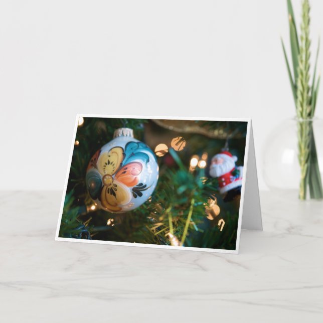 Tarjeta de Navidad de Rosemaling (paz y alegría) (Anverso)