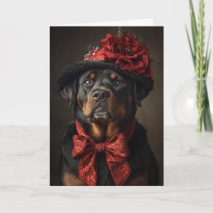Tarjeta de Navidad de Rottweiler Elegante Perro Vi