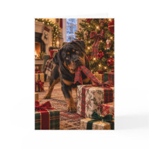 Tarjeta de Navidad de Rottweiler | Rottie Travieso