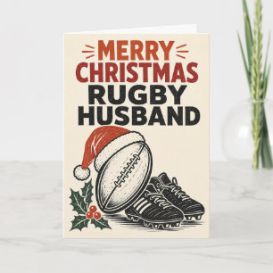 Tarjeta de Navidad de Rugby para Marido