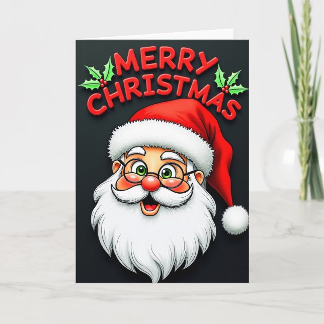 Tarjeta de Navidad de Santa Claus Alegre (Anverso)