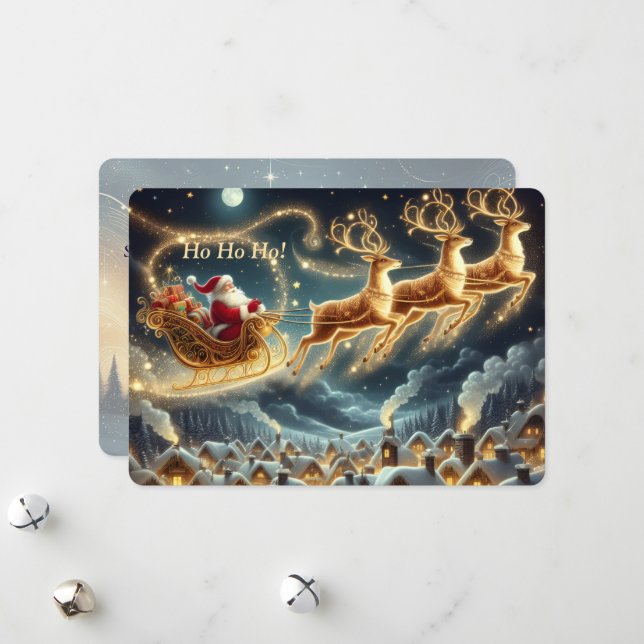 Tarjeta de Navidad de Santa Claus Alegre (Anverso/Reverso In Situ)