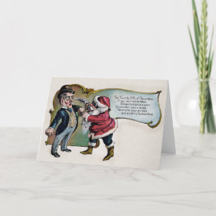Tarjeta de Navidad de Santa Claus Antiguo con Arma