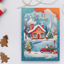 Tarjeta de Navidad de Santa Claus de Invierno ¡Es 