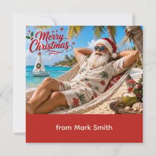 Tarjeta de Navidad de Santa Claus en Hamaca