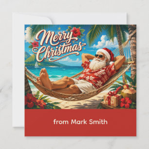 Tarjeta de Navidad de Santa Claus en Hamaca