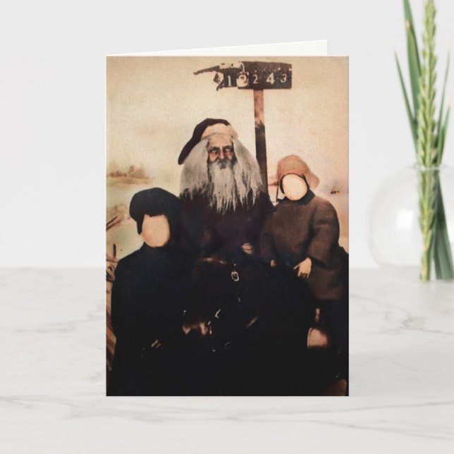 Tarjeta de Navidad de Santa Claus espeluznante (Anverso)
