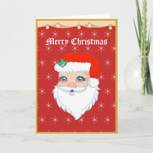Tarjeta de Navidad de Santa Claus Feliz (Anverso)