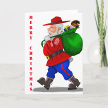 Tarjeta de Navidad de Santa Claus Militar