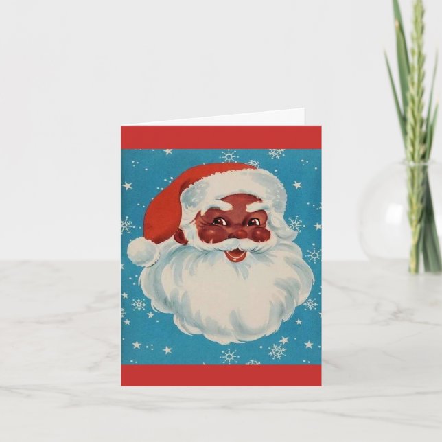 Tarjeta de Navidad de SANTA CLAUS NEGRO Estilo vin (Anverso)