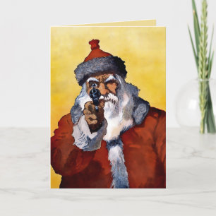 Tarjeta de Navidad de Santa Claus Vintage con una