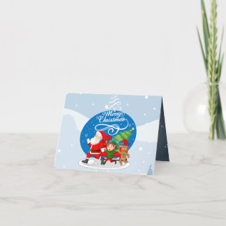 Tarjeta de Navidad de Santa Claus y amigos festivo