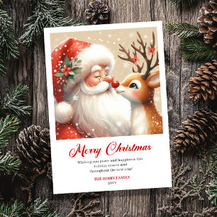 Tarjeta de Navidad de Santa Claus y Rudolph de dib