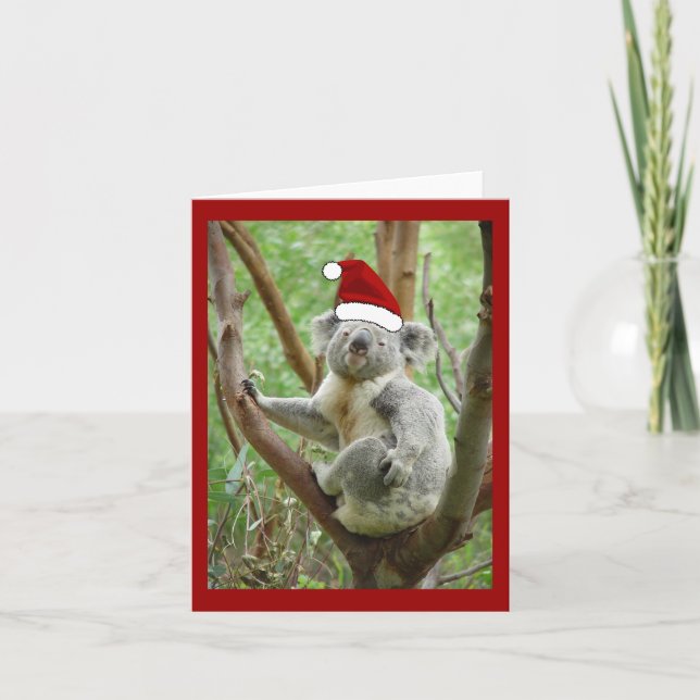 Tarjeta de Navidad de Santa de la koala (Anverso)