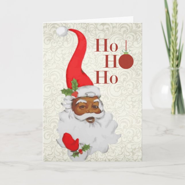 Tarjeta de Navidad de Santa del afroamericano (Anverso)