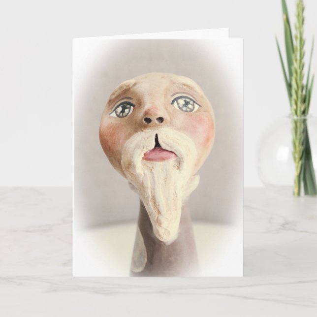 Tarjeta de Navidad de Santa del arte popular (Anverso)