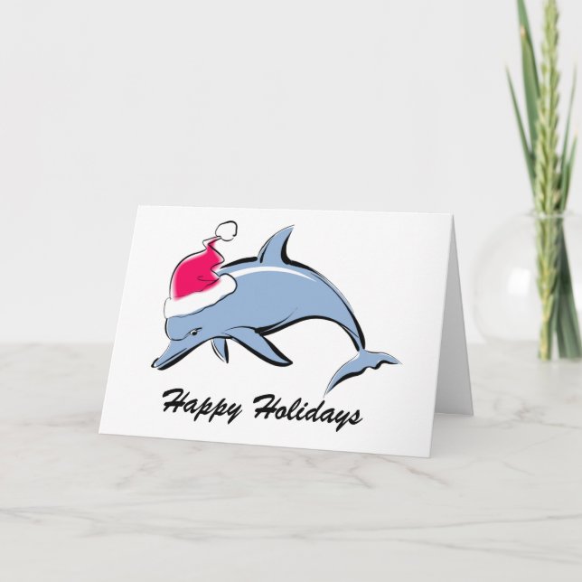 Tarjeta de Navidad de Santa del delfín (Anverso)