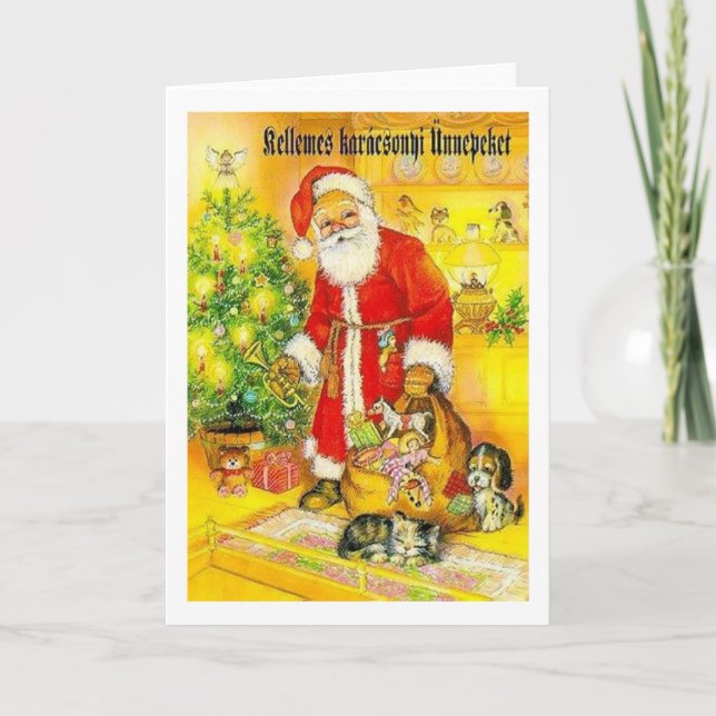 Tarjeta de Navidad de Santa del húngaro del (Anverso)