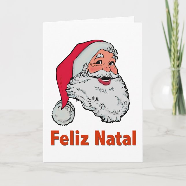 Tarjeta de Navidad de Santa del portugués (Anverso)