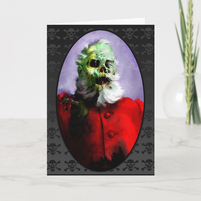 Tarjeta de Navidad de Santa del zombi (Anverso)