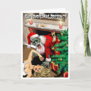 Tarjeta de Navidad de Santa del zombi - interior